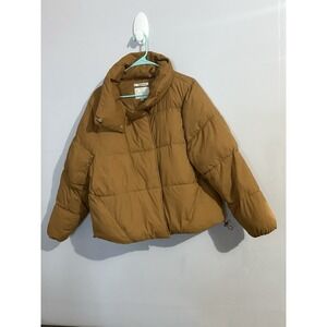 A New Day Women's Nylon Carmel Tan Cropped Puffer Jacket Size XL